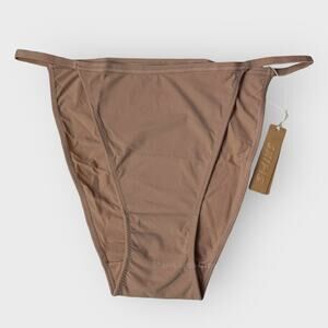 SKIMS L Sienna Brown String Bikini Panties Underwear Minimalist Quiet Luxury